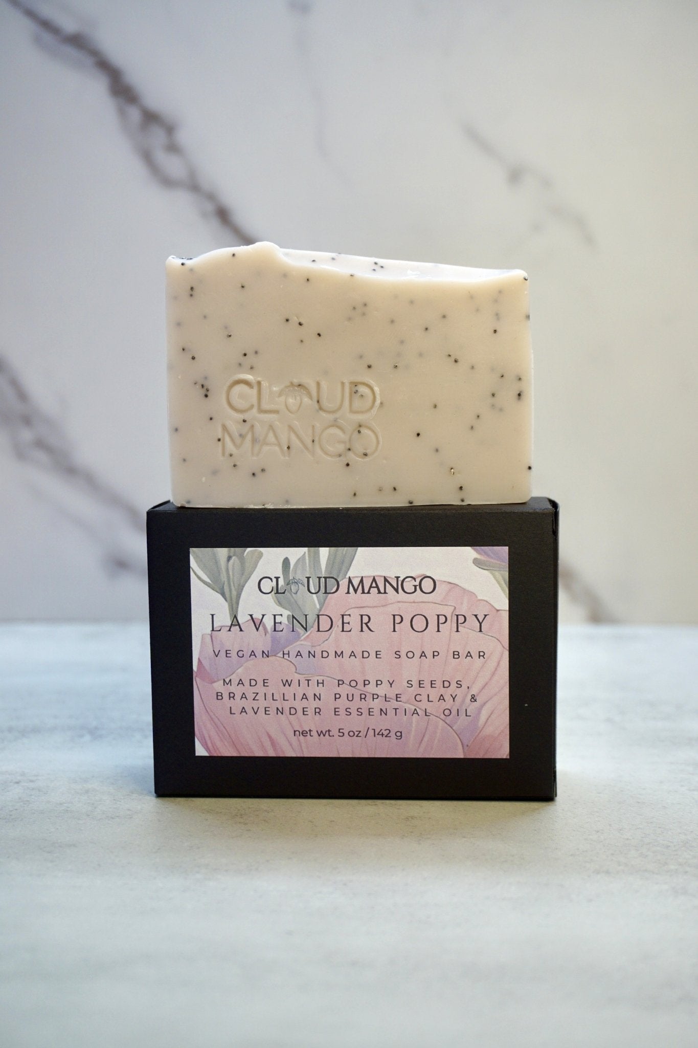 Lavender Poppy - Natural Vegan Handmade Soap Bar - Cloud Mango